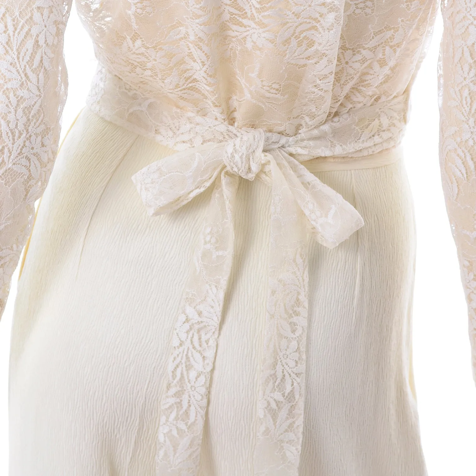 ON HOLD // Valentino Ensemble w/ Cream Turtleneck, Lace Wrap Top & High Waist Pants