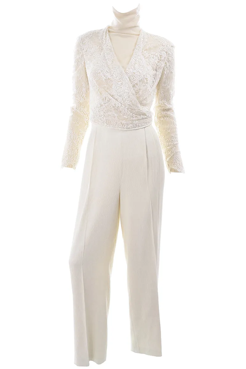 ON HOLD // Valentino Ensemble w/ Cream Turtleneck, Lace Wrap Top & High Waist Pants