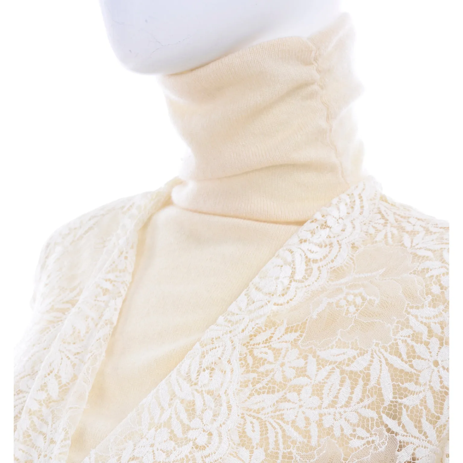 ON HOLD // Valentino Ensemble w/ Cream Turtleneck, Lace Wrap Top & High Waist Pants