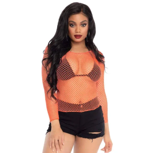 Orange Net Long Sleeve Shirt