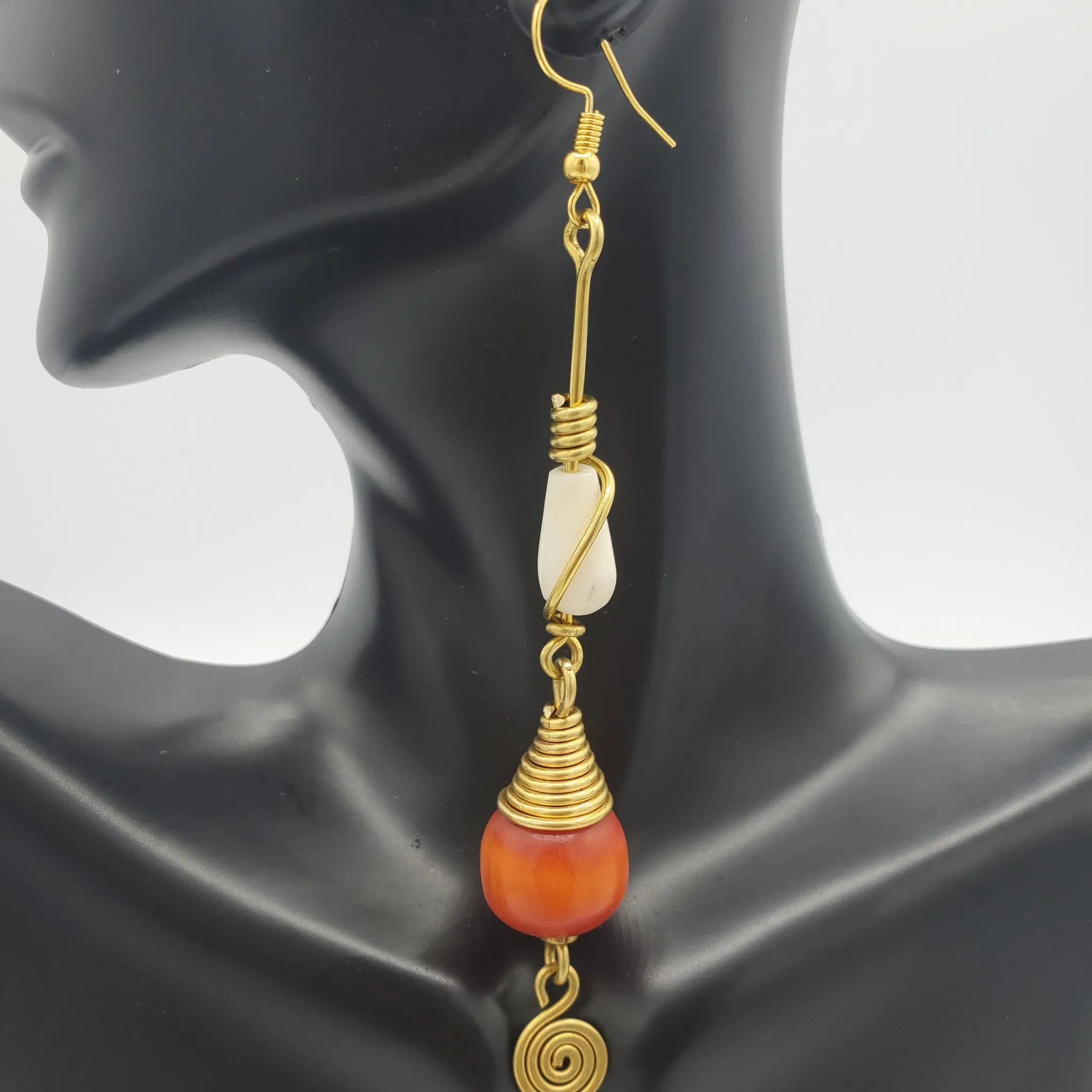 Orange/Brass Earrings