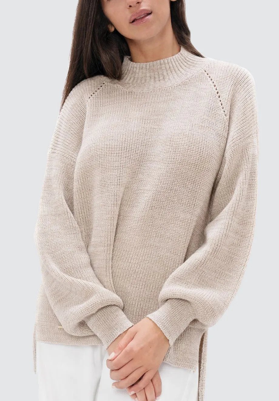 Ottawa Yow - High Neck Sweater | Sand Marl