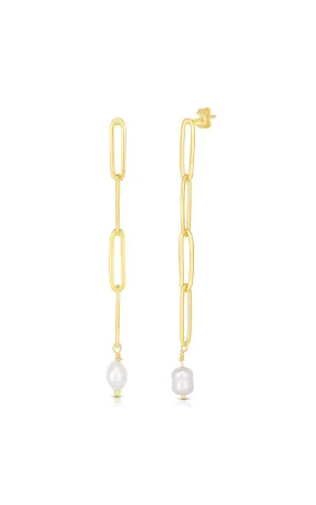 Pearl X Link Drop Stud Earring