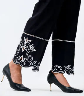 Petal cutwork Pants - Black