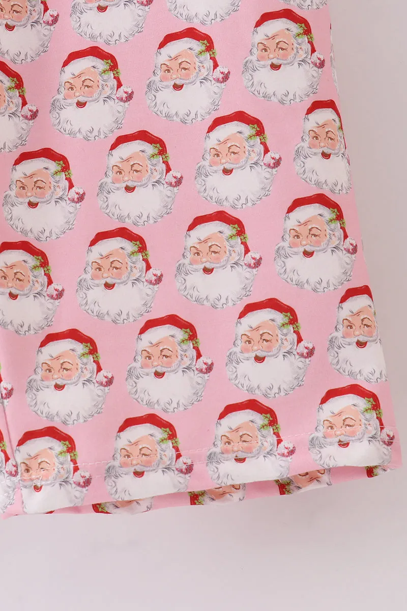 Pink christmas santa claus print women pajamas pants