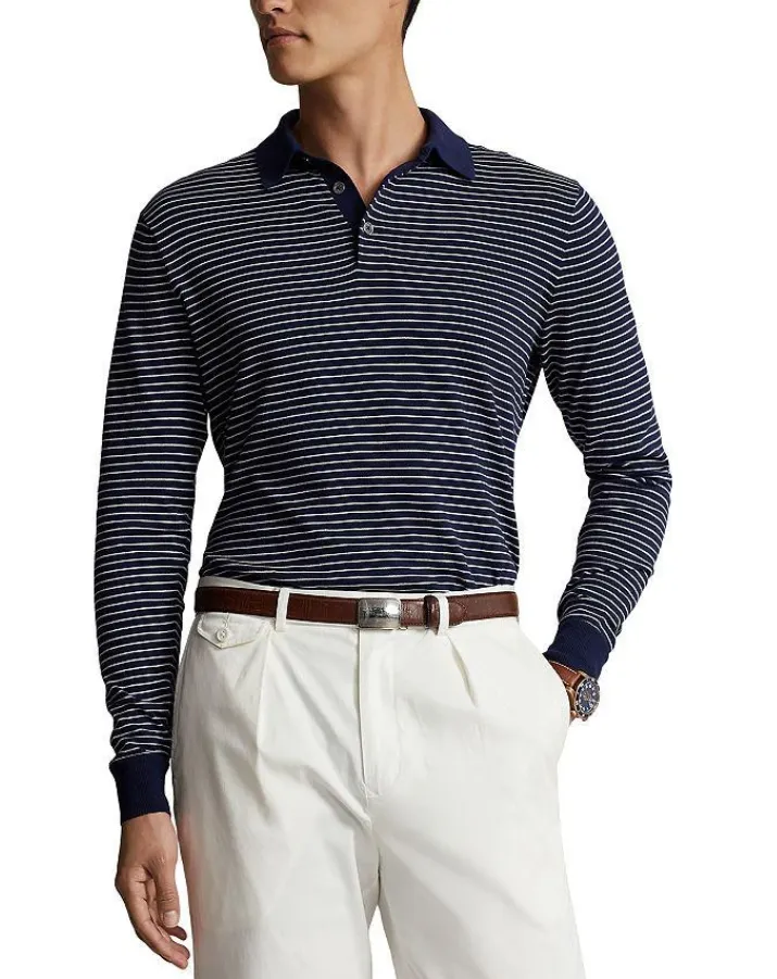 Polo Ralph Lauren MEN Cotton Stripe Polo Collar Sweater