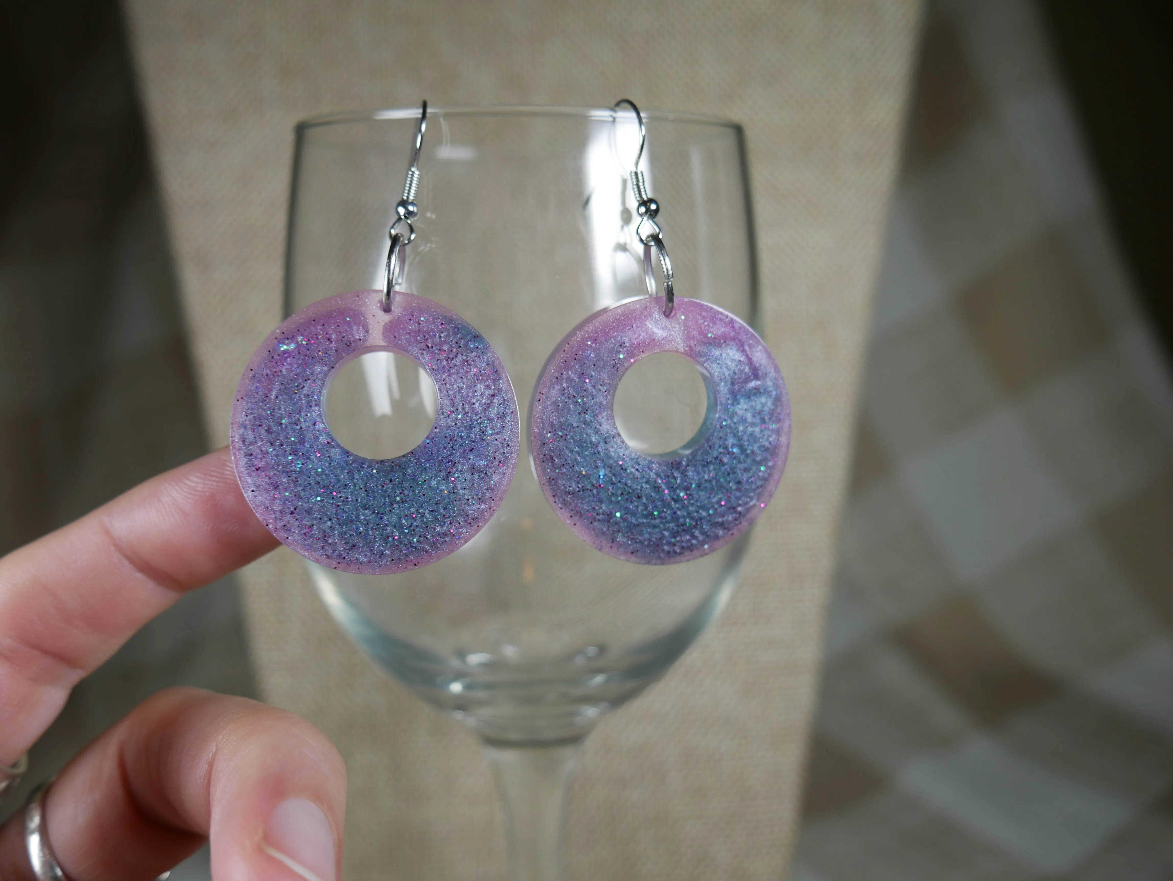 Purple and Pink Loop Resin Earrings