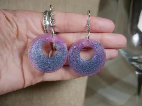 Purple and Pink Loop Resin Earrings