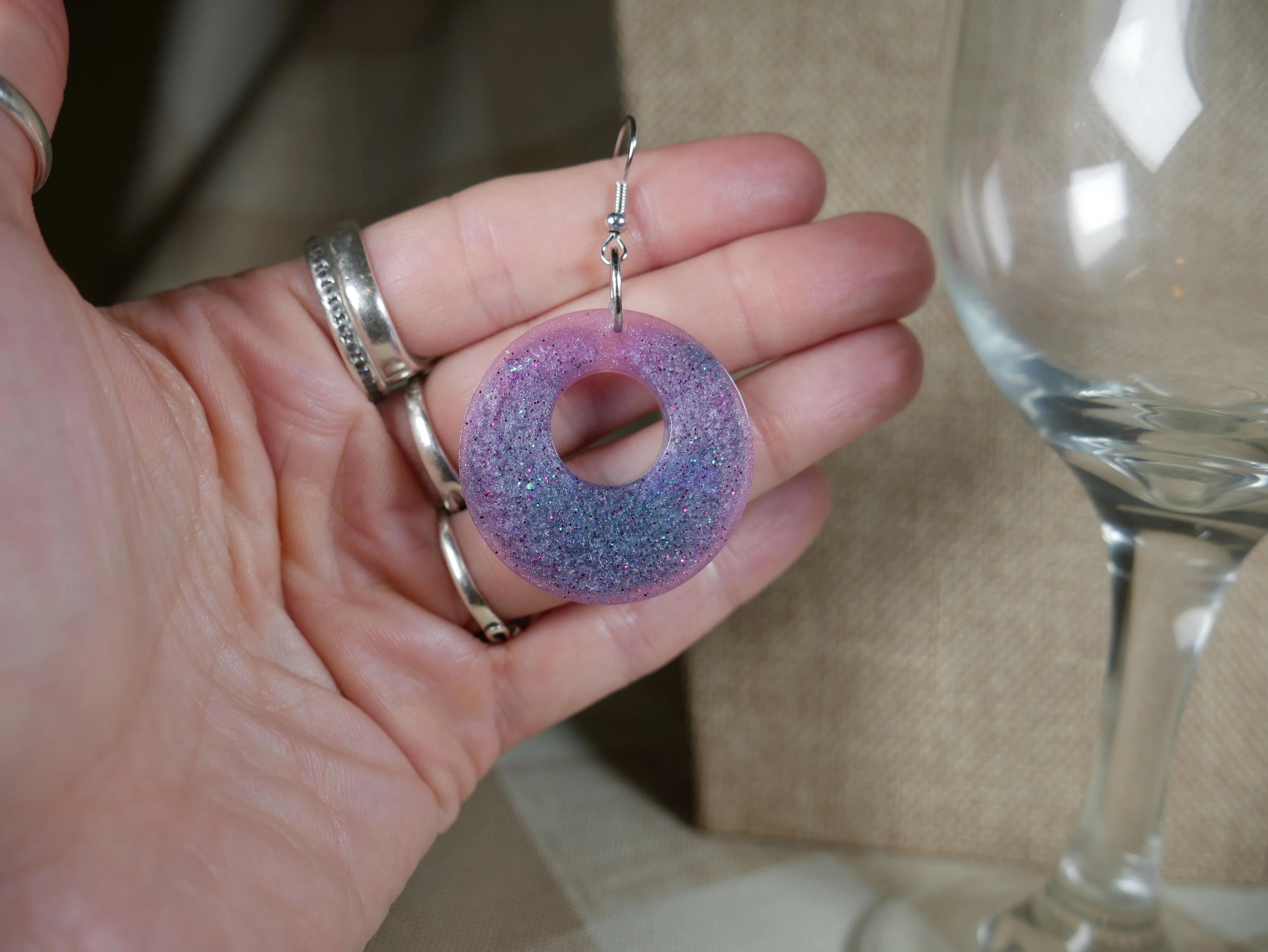 Purple and Pink Loop Resin Earrings