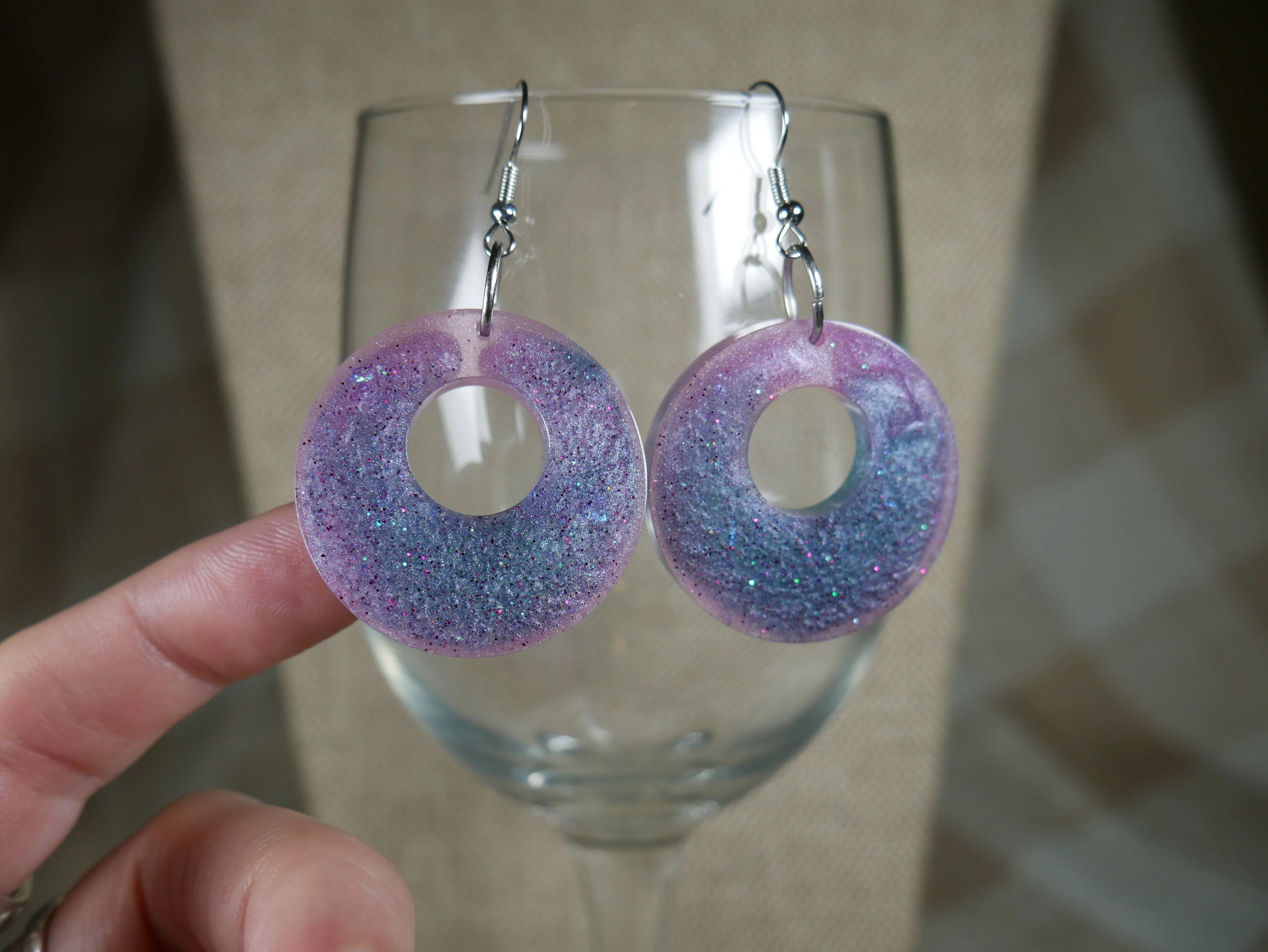 Purple and Pink Loop Resin Earrings