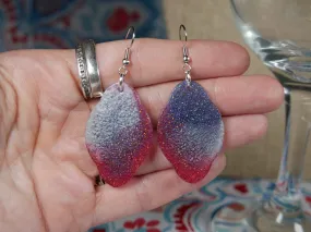 Resin Silver, Red and Blue Earrings...Perfect for the 4th of July!