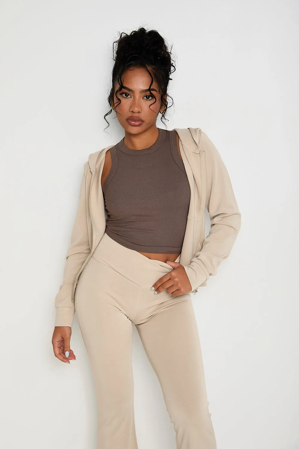 Ribbed Racer Top - Mocha