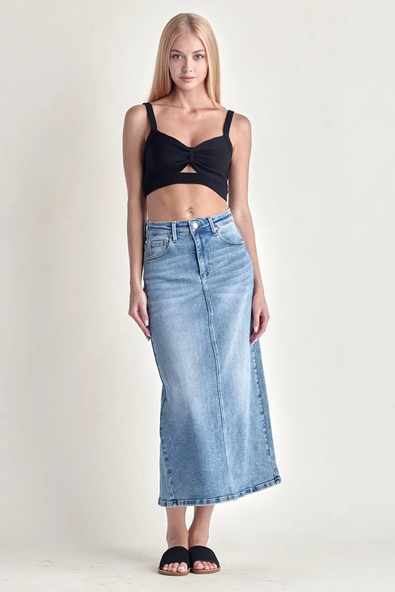 Risen Jeans - High Rise Back Slit Long Skirt - RDS6094