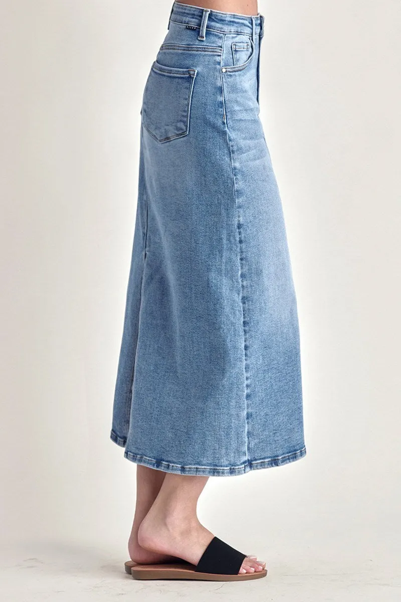 Risen Jeans - High Rise Back Slit Long Skirt - RDS6094