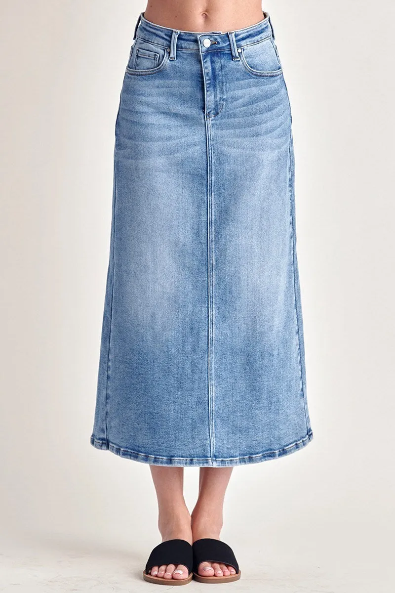 Risen Jeans - High Rise Back Slit Long Skirt - RDS6094