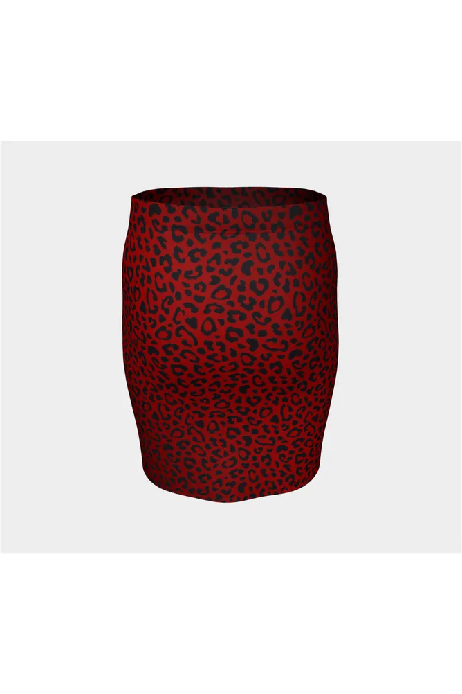 Rosy Leopard Fitted Skirt