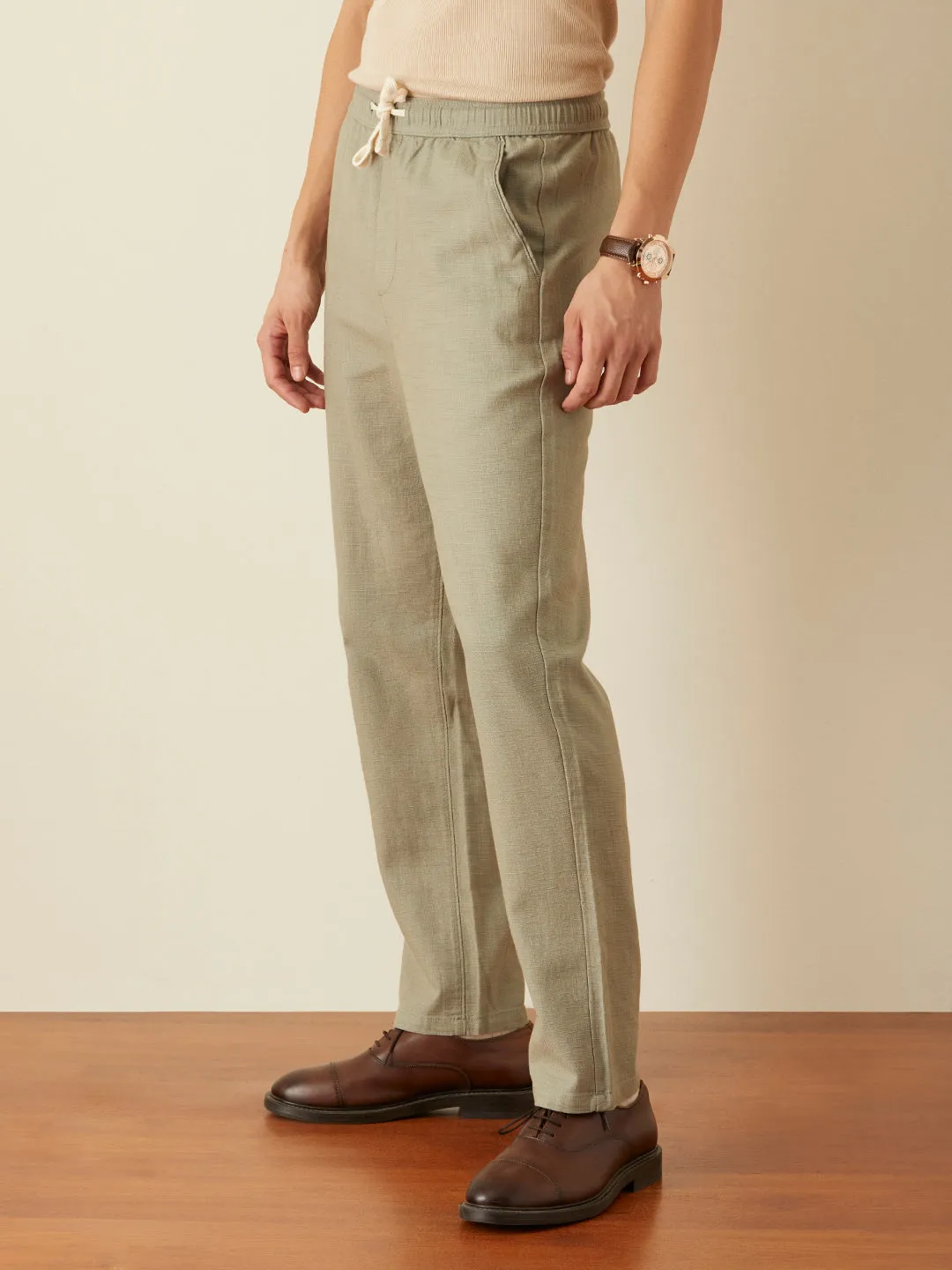 Sage Green Plain Loose Pants