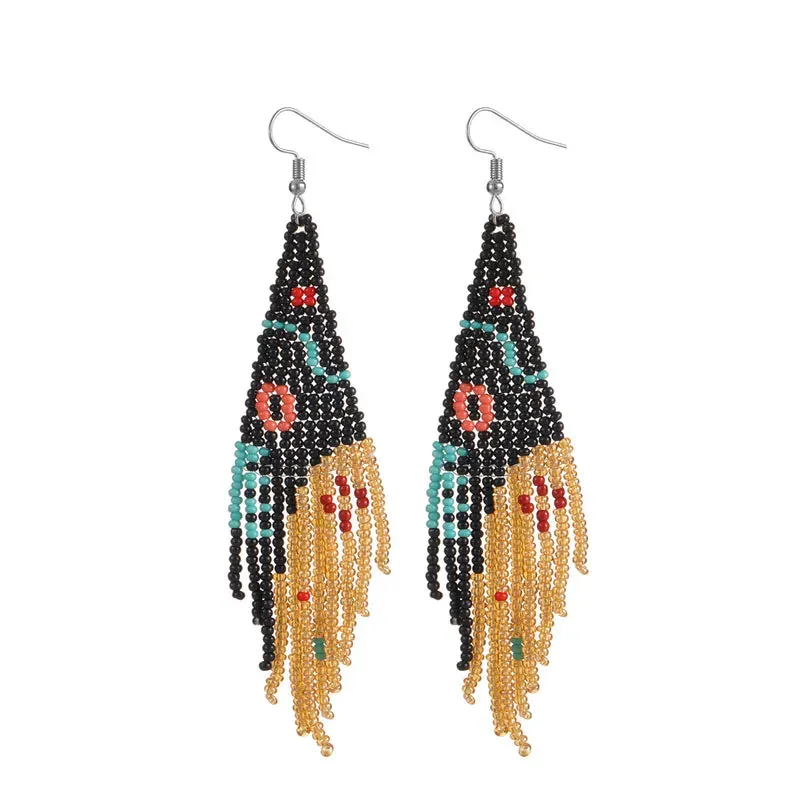 Seed Bead Tassel Earrings