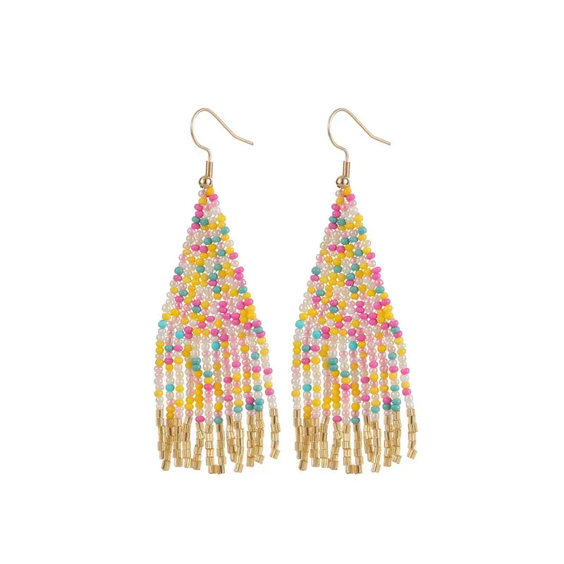 Seed Bead Tassel Earrings