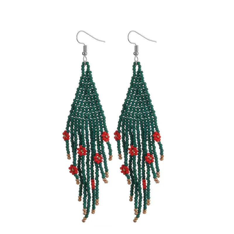 Seed Bead Tassel Earrings