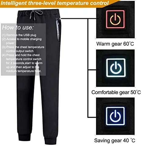 Sidiou Group Anniou Insulated Heating Trousers USB Heating Pants Warm Carbon Fiber Heated Adjustable Electric Heated Pants