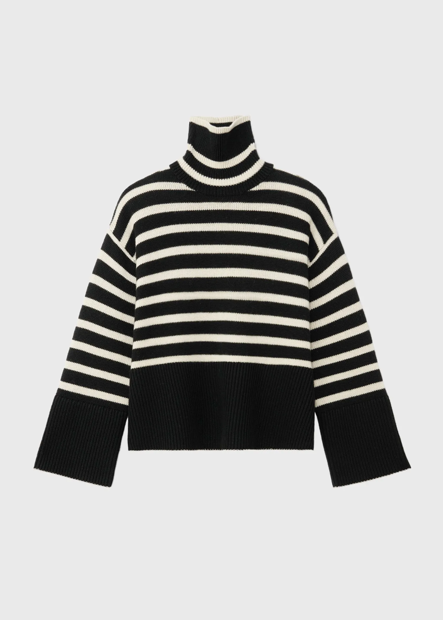 Signature stripe turtleneck black