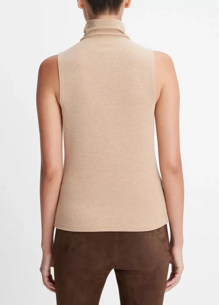 Sleeveless Turtleneck Top - Heather Cashew