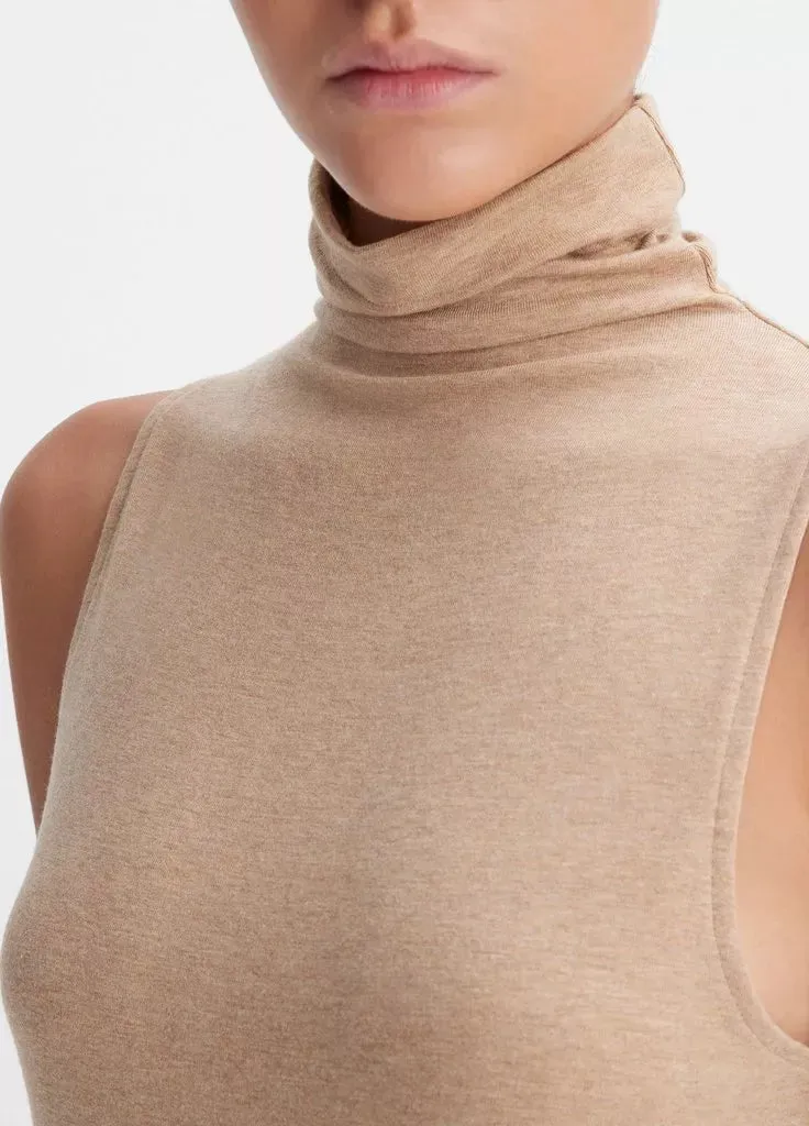 Sleeveless Turtleneck Top - Heather Cashew