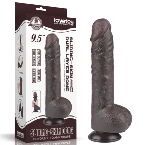 SLIDING-SKIN BLACK DILDO 24CM/9.5"