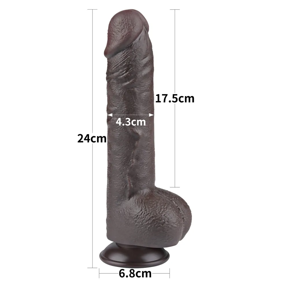 SLIDING-SKIN BLACK DILDO 24CM/9.5"