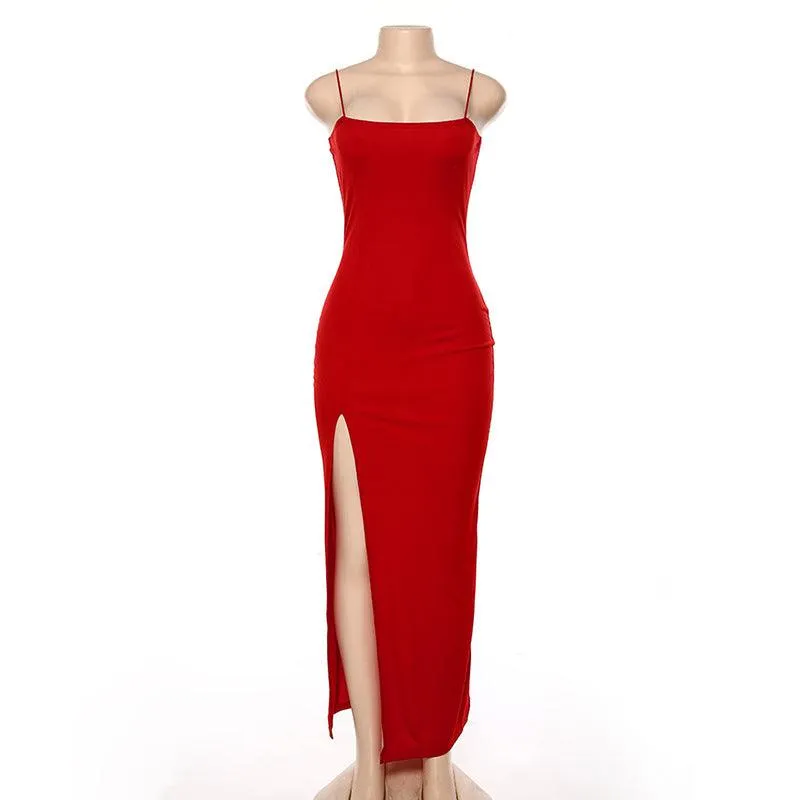 Slim-Fit Split Halter Dress