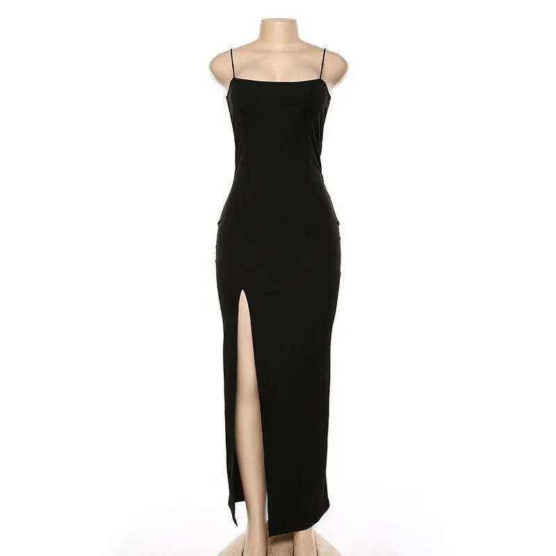 Slim-Fit Split Halter Dress