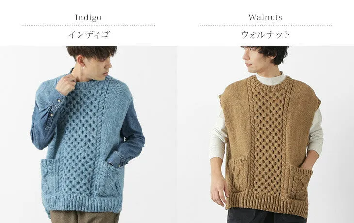 SLOW HANDS / Vegetable Dye Aran Drop Shoulder Knit Vest