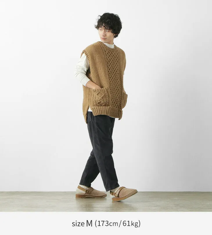 SLOW HANDS / Vegetable Dye Aran Drop Shoulder Knit Vest