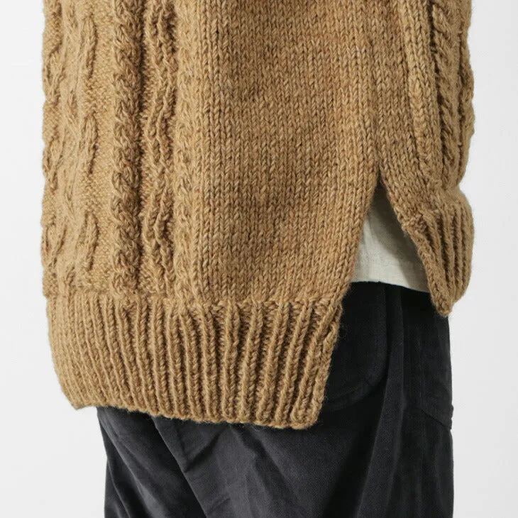 SLOW HANDS / Vegetable Dye Aran Drop Shoulder Knit Vest