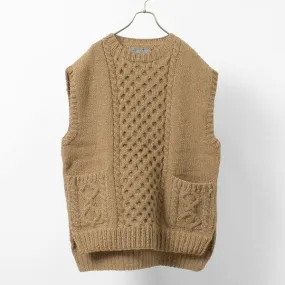 SLOW HANDS / Vegetable Dye Aran Drop Shoulder Knit Vest