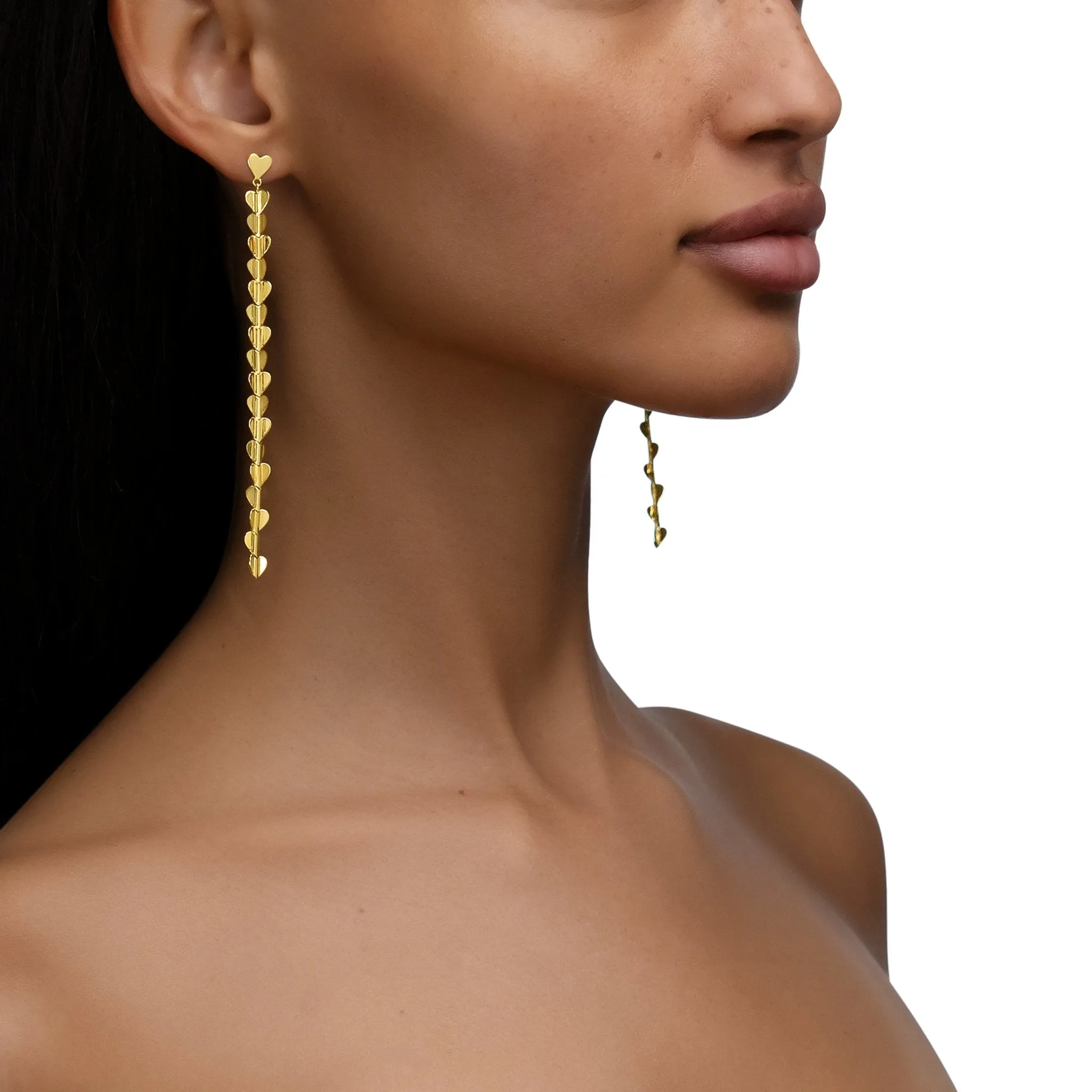 Small Yellow Gold Wings of Love Drop Earrings