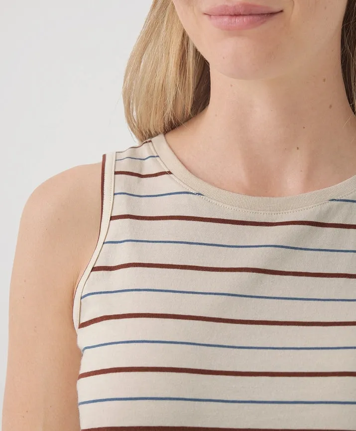 Softspun High Neck Tank - Sandshell Retro Stripe