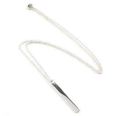 sterling silver long vertical bar necklace