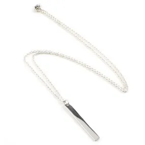 sterling silver long vertical bar necklace