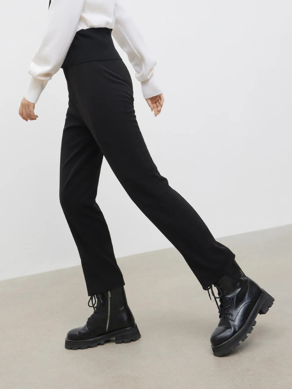 Straight Ankle Leg Suit Pants