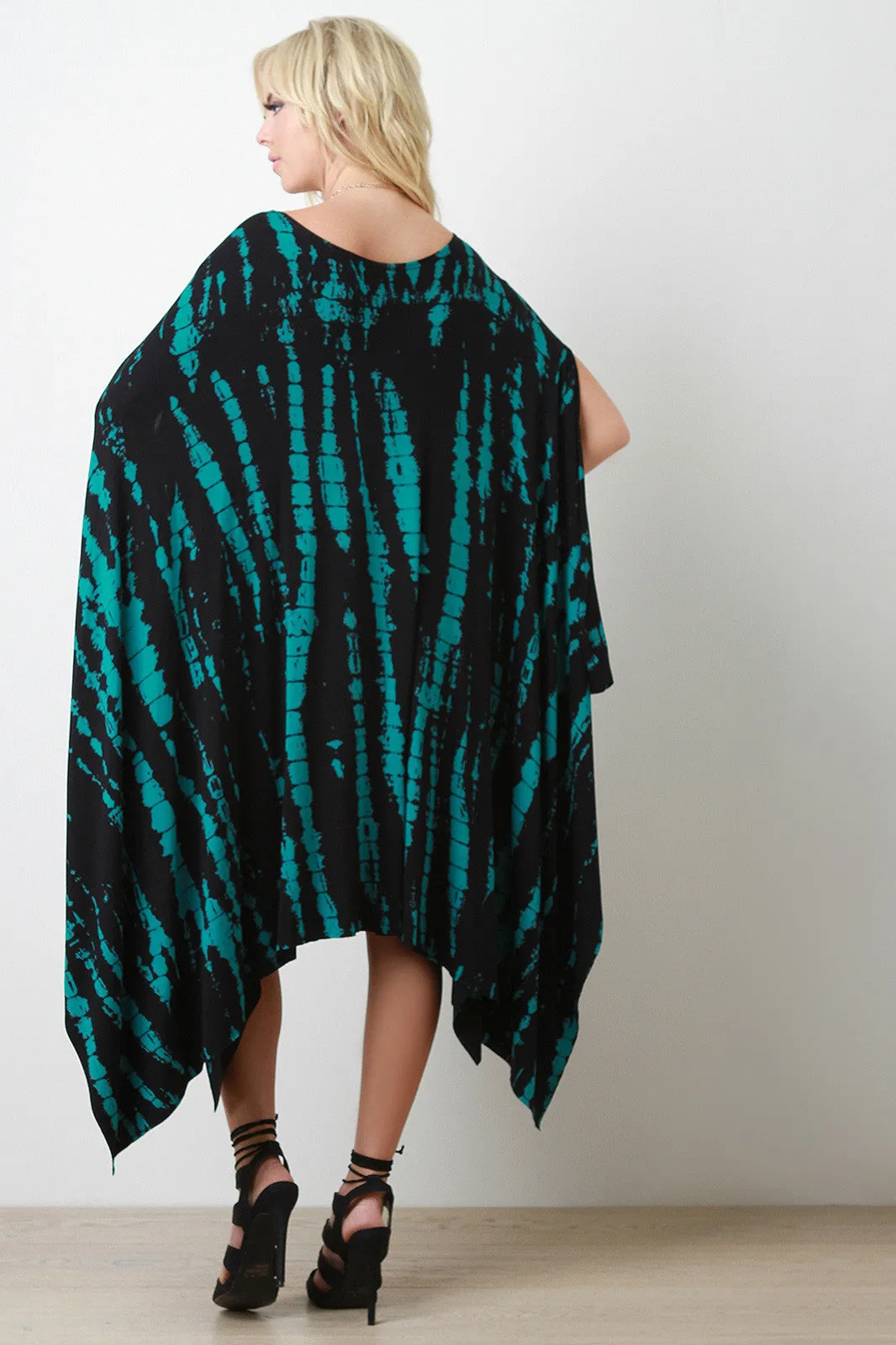 Streak Print Poncho Maxi Dress