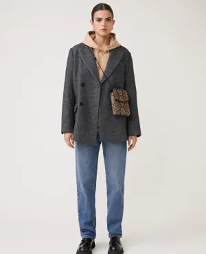 Suncoo Eka Grey Tweed Boxy Blazer