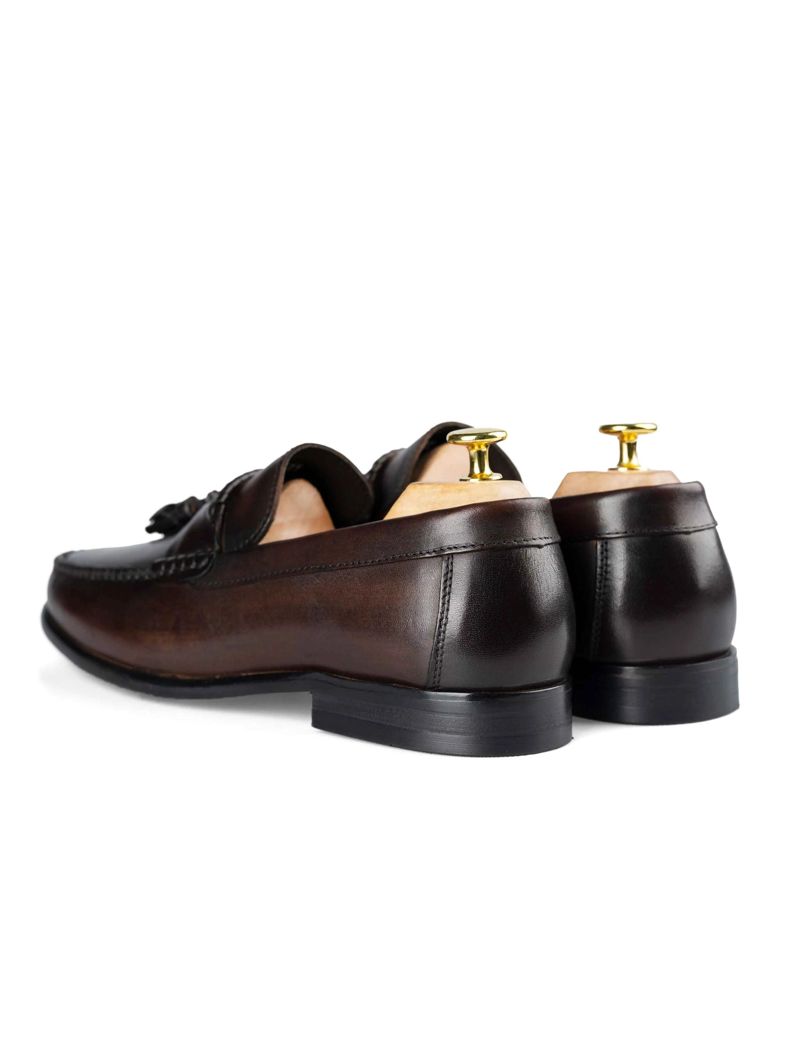 Tassel Moccasin Loafer - Dark Brown (Hand Painted Patina)