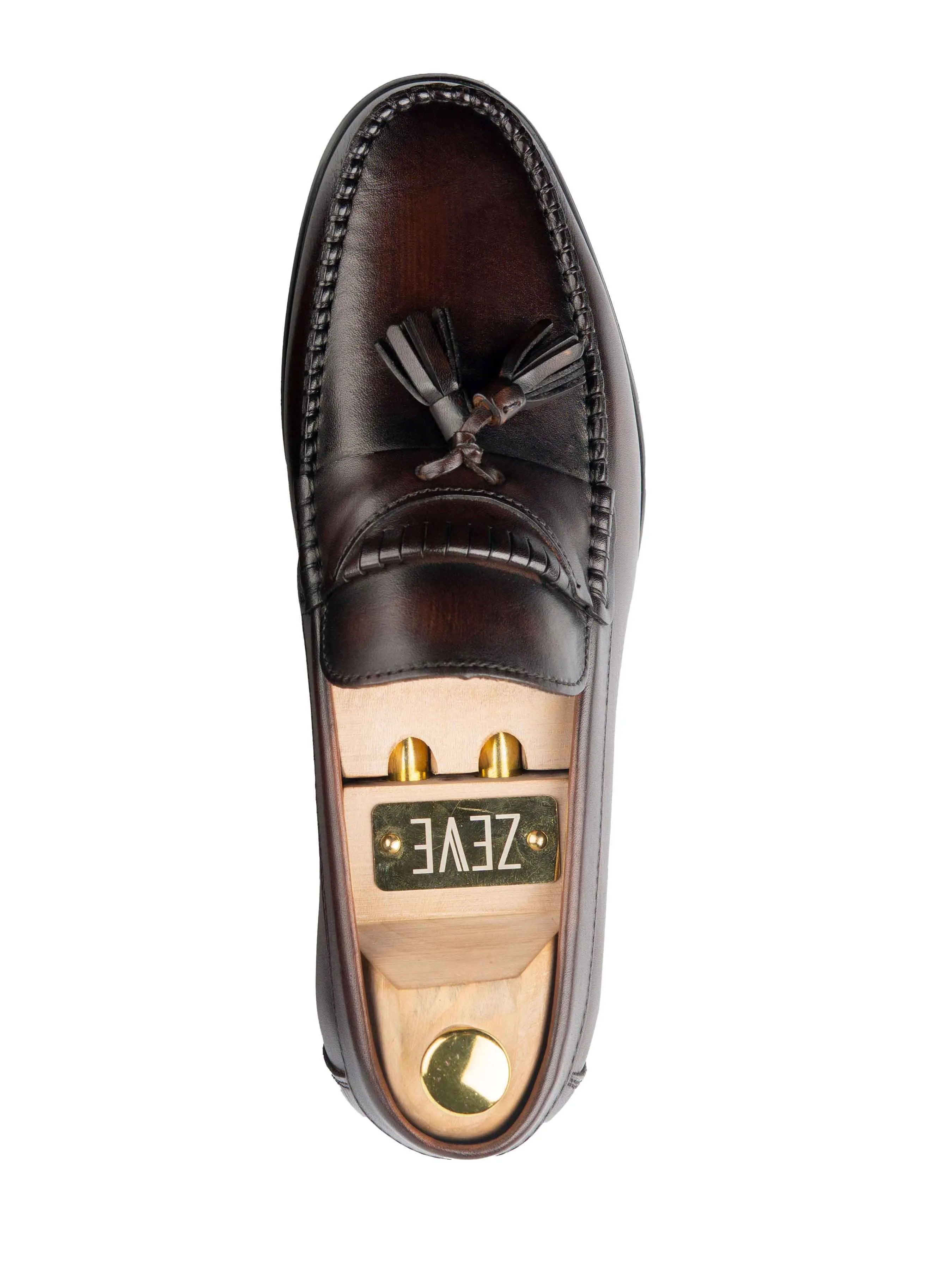 Tassel Moccasin Loafer - Dark Brown (Hand Painted Patina)