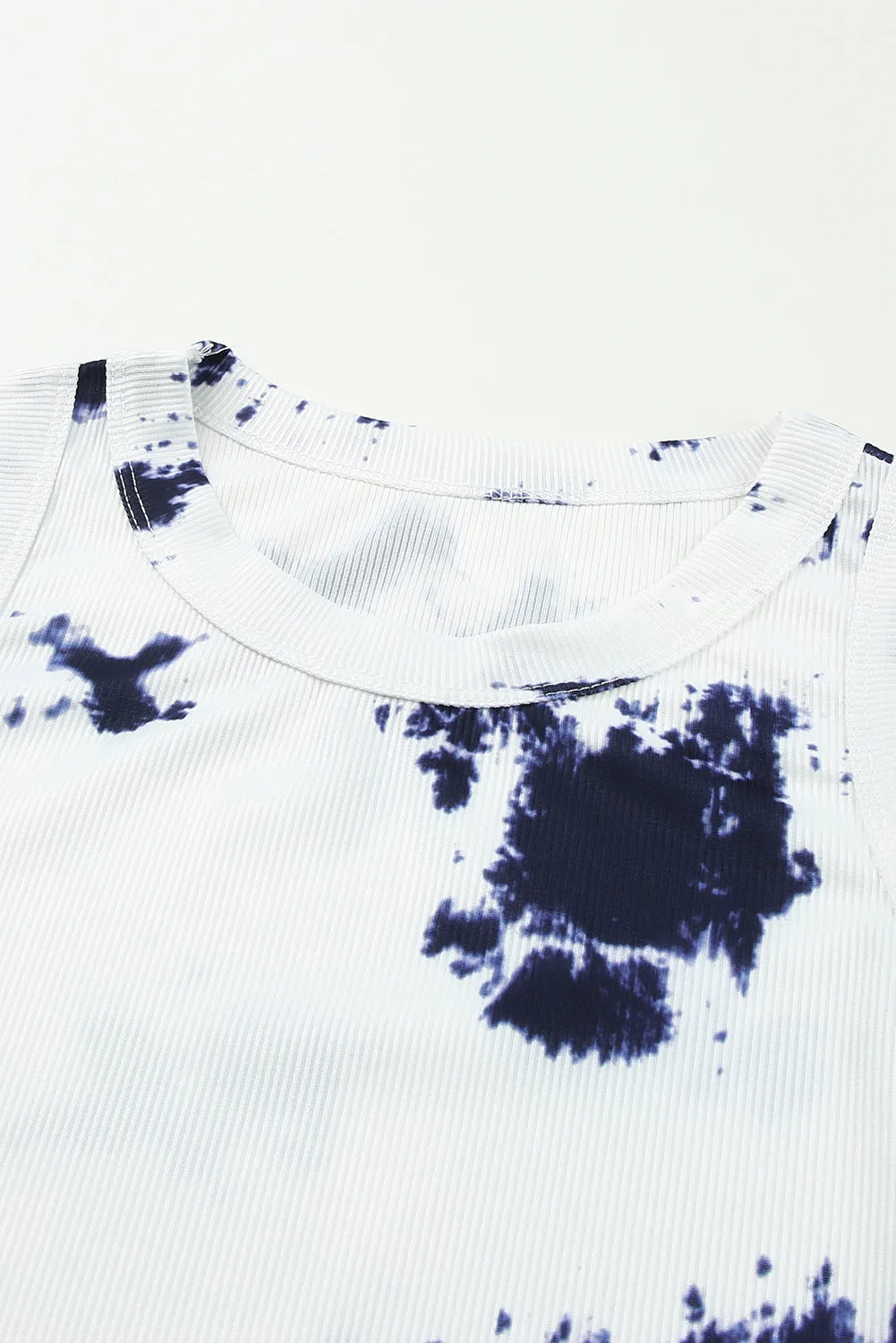 TEEK - White Tie-Dye Round Neck Tank