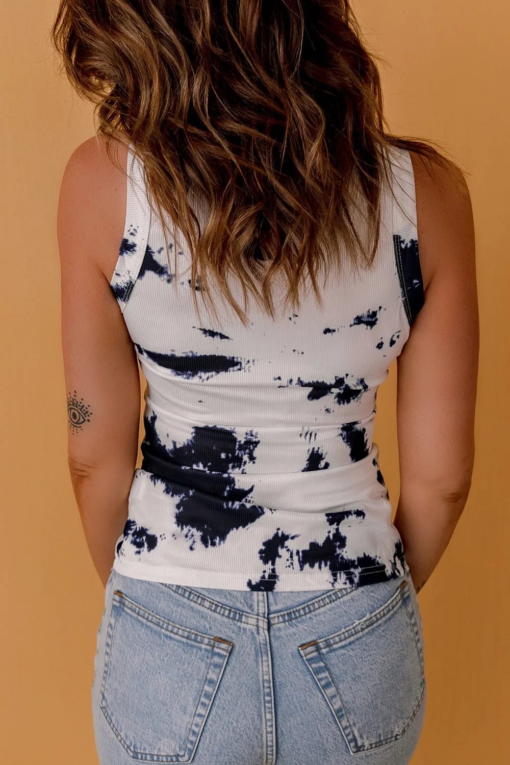 TEEK - White Tie-Dye Round Neck Tank