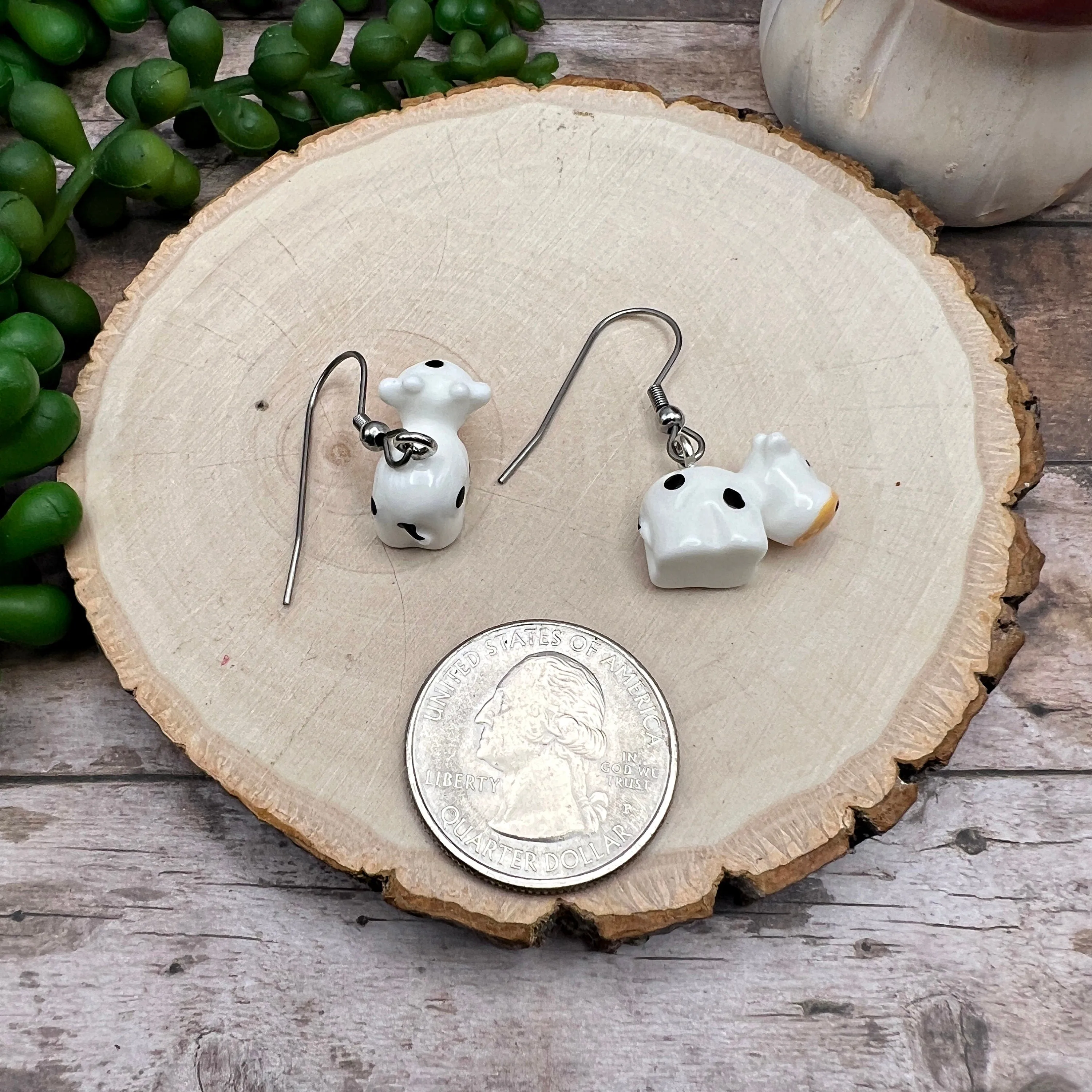 Tiny Cow Petite Farm Animal Stainless Steel  Earrings, Lightweight Hypoallergenic Gift - Clearance - Animal