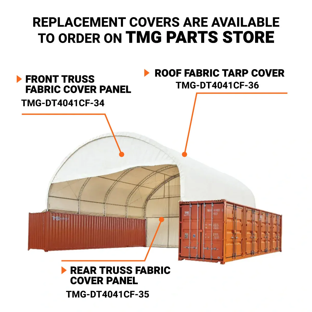 TMG Industrial 40' x 40' Dual Truss Container Shelter with Heavy Duty 21 oz PVC Cover, Enclosed End Wall & Front Drop, TMG-DT4041CF (Previously DT4040CF)