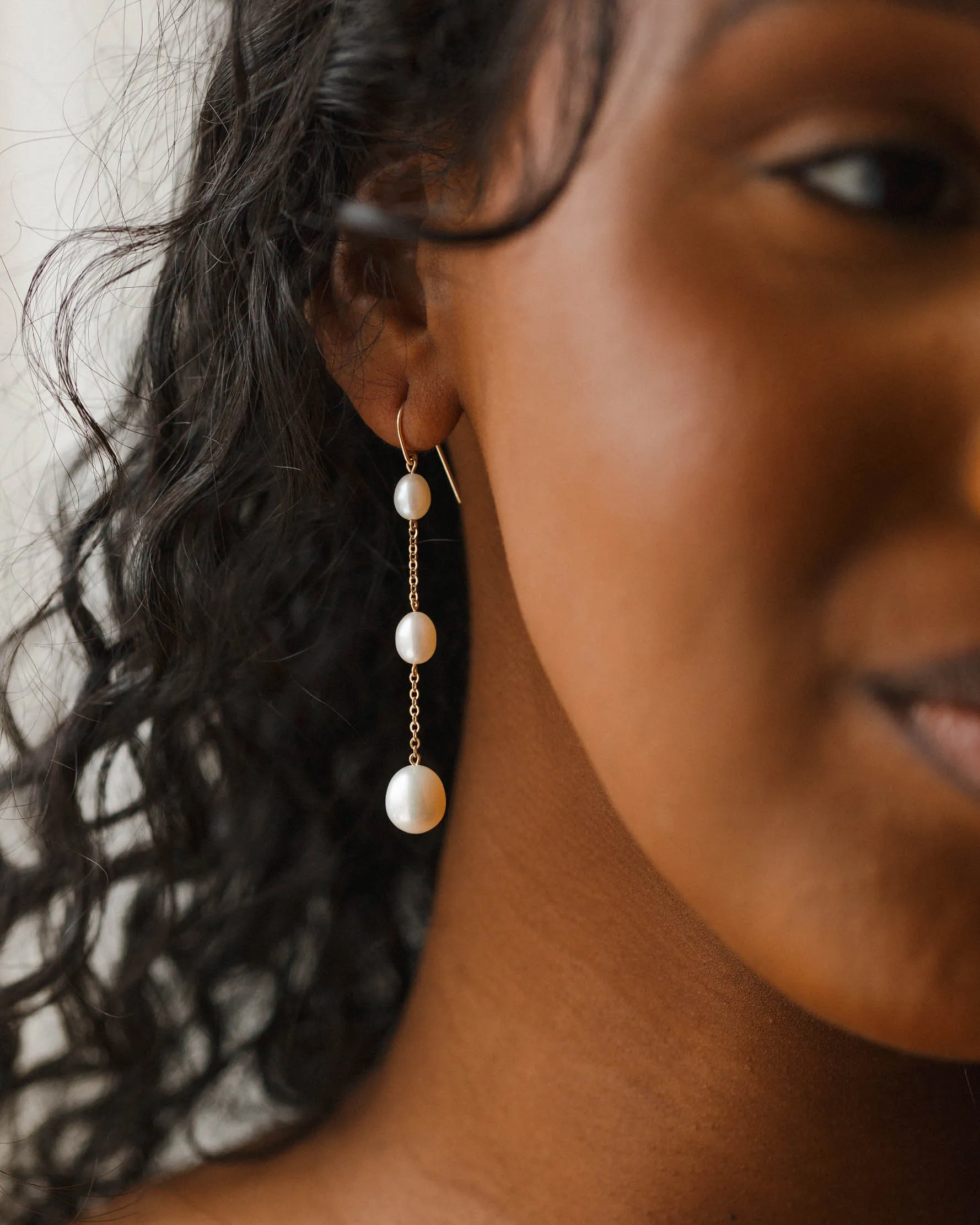 Trinity Pearl Drop Earrings